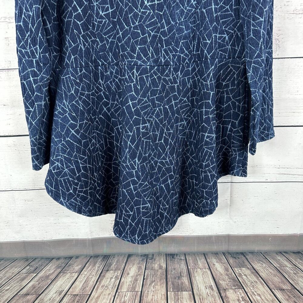 Parsley Sage Jacket Womens Medium Blue Knit Blazer Button Art Relaxed Stretch - Picture 4 of 12